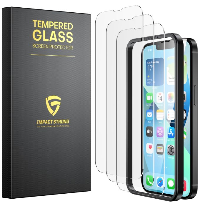 ImpactStrong Shatterproof Tempered Glass Screen Protector for iPhone 14 - 9H Hardness, Easy Install, Bubble Free, 3-Pack