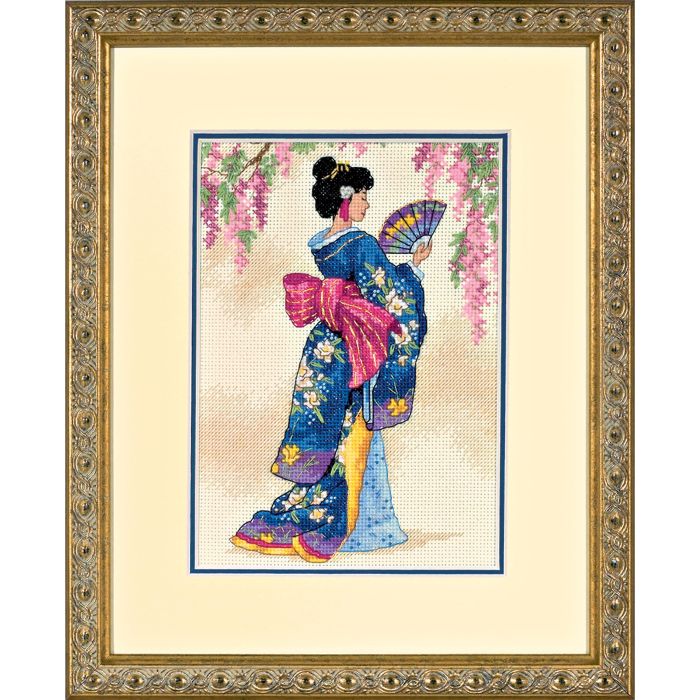Shop DIMENSIONS 6953 Gold Collection Elegant Geisha Cross Stitch Kit - 18 Count Ivory Aida, 5'' x 7''