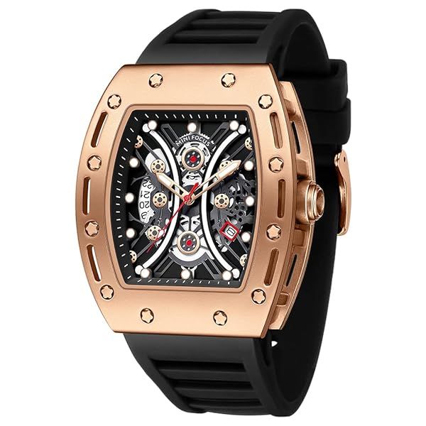 Shop AIMES Men's Fashion Watch: Luminous Waterproof Analog Quartz with Big Dial & Silicon Strap - Stylish Gold & Black Design