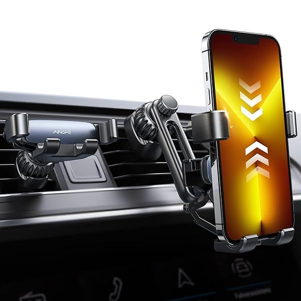 AINOPE 2024 Car Phone Holder: Gravity Mount for iPhone 15 Pro Max & More - No Blockage, Easy Vent Clip