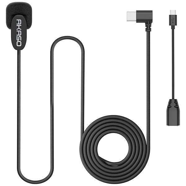 AKASO External Microphone for EK7000, Brave 4, V50X & More - Enhance Your Action Camera Audio!