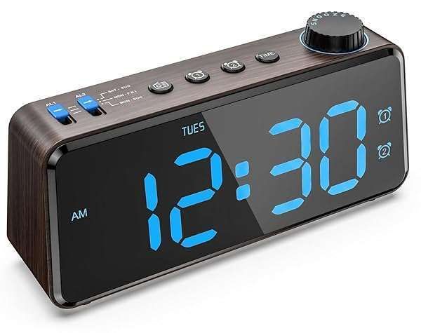 ANJANK Digital Alarm Clock Radio: Dual Alarm, USB Charging, 0-100% Dimmer & FM Radio for Kids & Bedroom - Easy to Set!