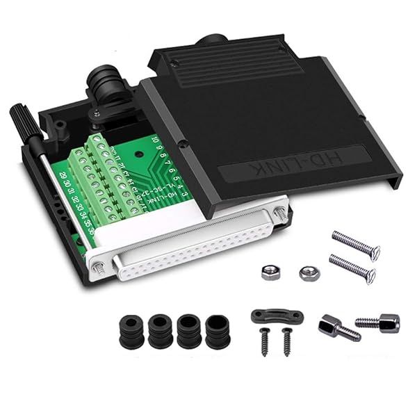 ANMBEST DB37 Solderless RS232 D-SUB 37-Pin Female Adapter Connector Breakout Board with Case & Long Bolts