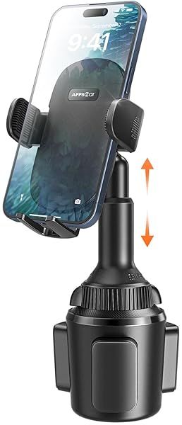 APPS2Car Universal Car Cup Phone Holder with Quick Extension Long Arm, Quick Swivel Height Adjustment 360 Degree Swivel for iPhone Samsung Google and All Smartphones
