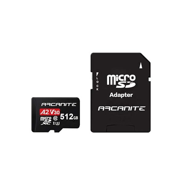 ARCANITE 512GB microSDXC Card - A2 UHS-I U3 V30 for 4K, 100MB/s Read Speed, Includes Adapter