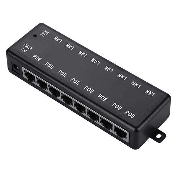 ASHATA POE Power Supply: 8-Port DC12V-48V Passive PoE Adapter Injector for Ethernet