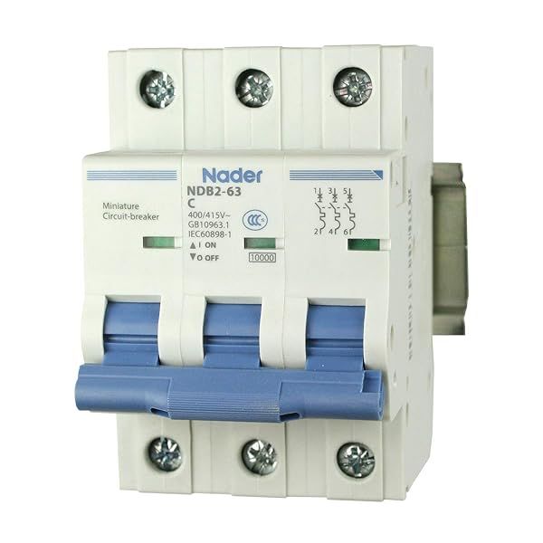 ASI AC Miniature Circuit Breaker - 3 Pole 20A 480V DIN Rail Unit for Three-Phase Circuits with Shock-Proof Terminations