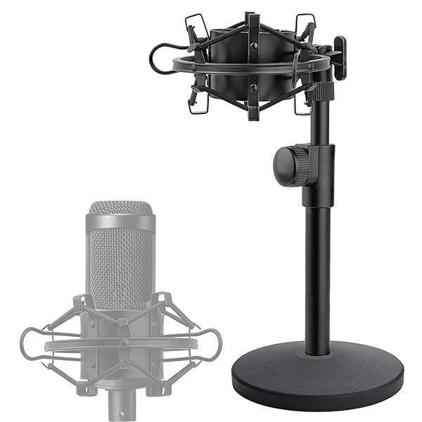 Adjustable AT2020 Desktop Microphone Stand with Shock Mount for Audio Technica AT2020, AT2020USB+, AT2035 & ATR2500