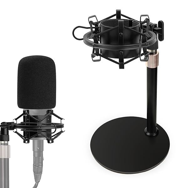 Adjustable AT2020 Mic Stand with Shock Mount & Foam Windscreen - Perfect for AT2020, AT2020USB, AT2035 | Rigych