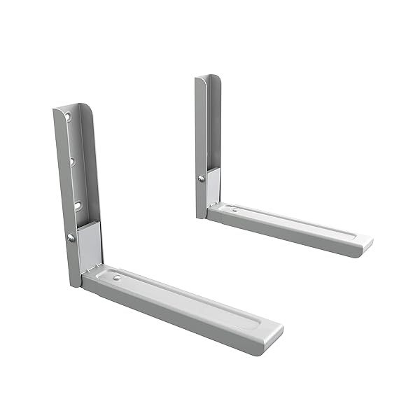 AVF Steel Universal Wall-Mounted Microwave Brackets (Set of 2) - Durable Silver Design for Space-Saving Solutions