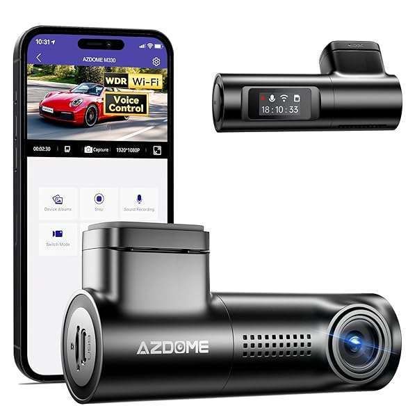 AZDOME M330 WiFi Dash Cam: FHD 1080P, Night Vision, Voice Control & 24/7 Parking Mode - Perfect Car Camera!