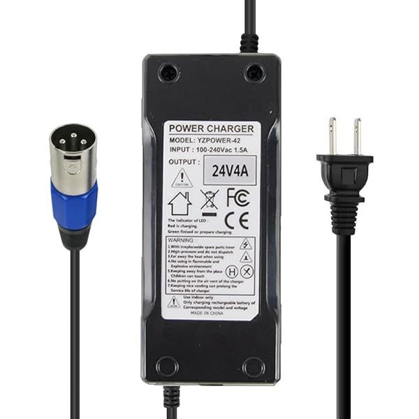 Abakoo 24V 4A Battery Charger for Jazzy & Go-Go Pride Scooters - Compatible with Ezip Models