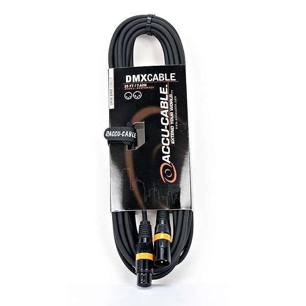Accu Cable 25ft 3-Pin True DMX Cable - 110 Ohm for Zero Signal Drop