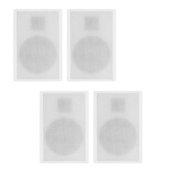 Acoustic Audio SLM1W Slim Wall-Mount Speakers - Wired Home Theater Pair in White