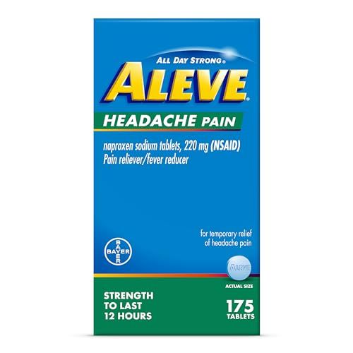 Aleve Headache Pain Reliever - Fast Relief with Naproxen Sodium, 175 Count Tablets for Adults