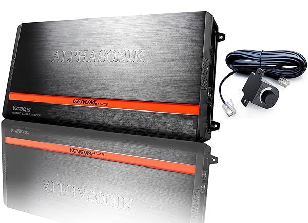 Alphasonik V3000.1D Venum Series: 6000W Monoblock Car Amp with Remote Bass Boost & 4-Way Protection