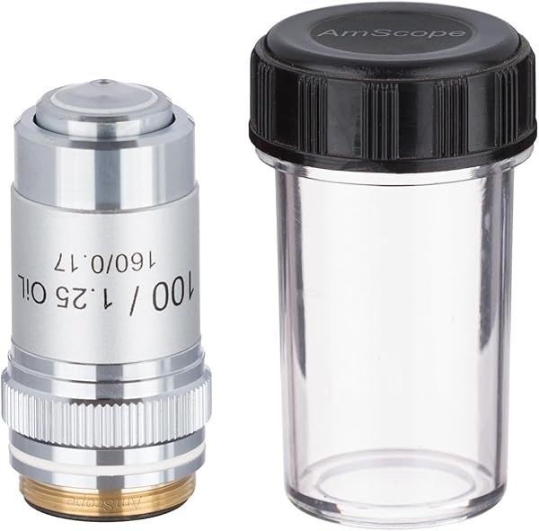 AmScope A100X 100X Oil Achromatic Microscope Objective - High-Quality Imaging for Precision Science