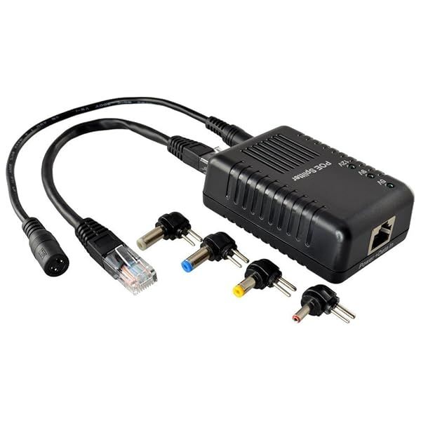 Amcrest Active PoE Splitter Adapter - IEEE 802.3af, 100m Range, 5V/12V Output for Reliable Power Supply