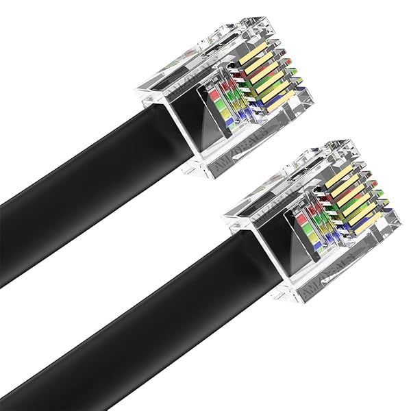 AmzDeals 2-Pack 3ft RJ12 6P6C Phone Line Cord - Pro Grade Data & Voice Cable, Made in USA