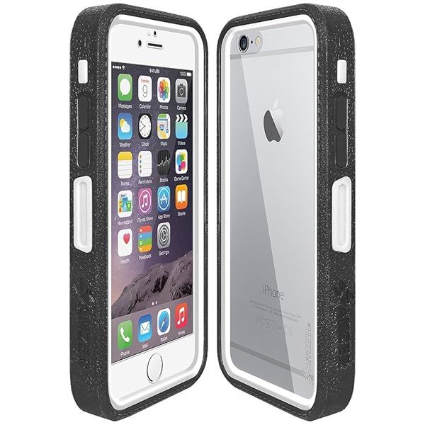 Amzer Crusta Rugged Tempered Glass Case for iPhone 6/6s - Belt Clip Holster, Black & White, Fits Silver, Gold, Rose Gold