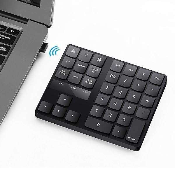 Attoe 35-Key Wireless Numeric Keypad: Rechargeable, Ultra-Silent USB Pad for Mac & Windows Laptops