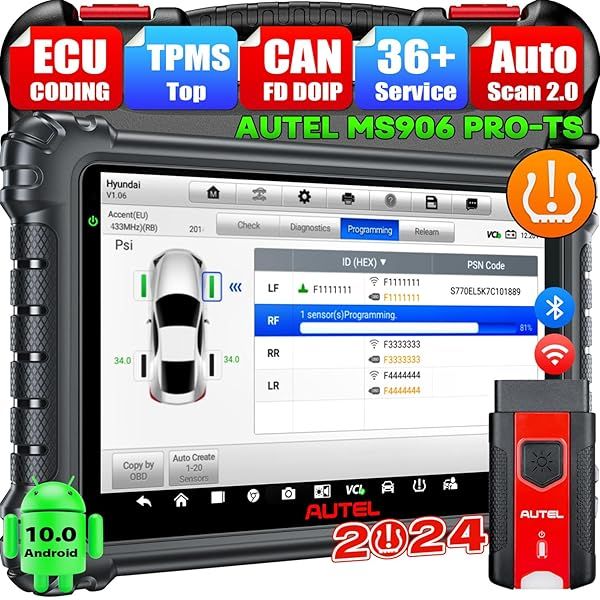 Autel MaxiSYS MS906 PRO-TS: Ultimate TPMS Tool with Pro ECU Coding & 3000+ Active Tests for 2024