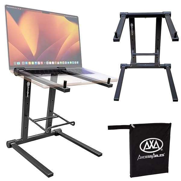 AxcessAbles DJ Laptop Stand with Travel Bag | Portable Aluminum MacBook Stand - No Assembly Required