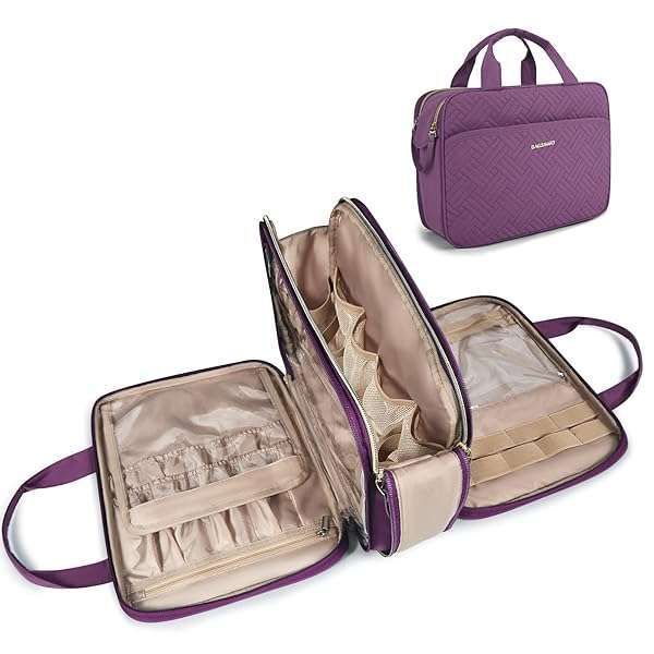 Buy BAGSMART Large Water-Resistant Toiletry Bag - Travel Makeup Organizer for Accessories & Shampoo (Purple)