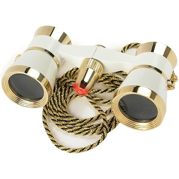 BARSKA 3x25 Blueline Opera Glasses with Necklace - Elegant Pearl White Design