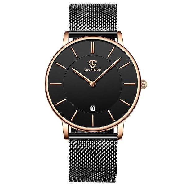 Shop BEN NEVIS Men's Minimalist Watch - Stylish Analog Date Wrist Watch with Black Stainless Steel Mesh Band