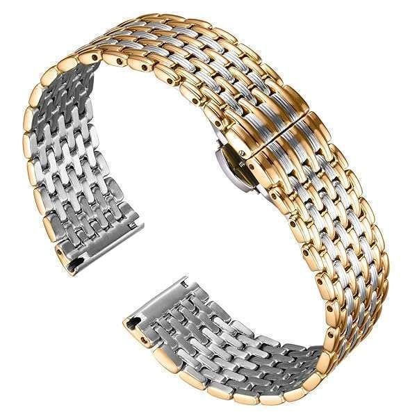 BINLUN Ultra Thin Mesh Stainless Steel Watch Band - 12mm to 22mm Replacement Strap for Men & Women with Butterfly Buckle