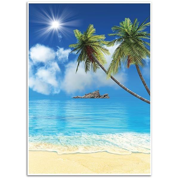 BLUE PANDA Tropical Beach Photography Backdrop - 4.9x7.2ft for Studio, Parties, Weddings & Business Use