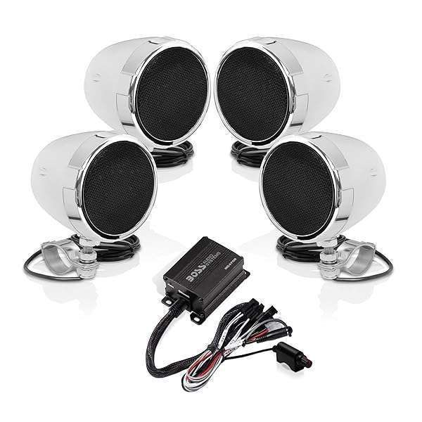 Upgrade Your Ride: BOSS MC470B 3-Inch Motorcycle Speakers & Bluetooth Amplifier - Weatherproof & ATV/UTV Compatible