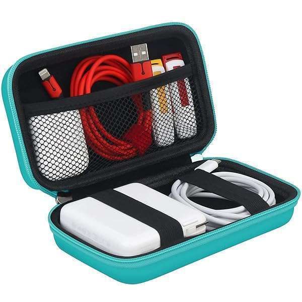 Durable BOVKE Hard Case for Power Banks & Accessories - Travel Organizer for Cables, Chargers & Earbuds - Turquoise