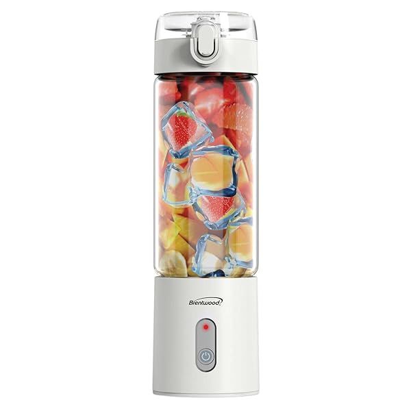 BRENTWOOD RJB-100W Portable USB Glass Blender - 17 oz Battery-Operated, Perfect for Smoothies & On-the-Go!