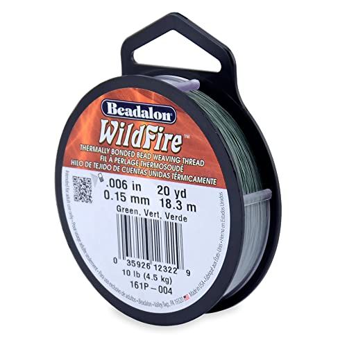 Beadalon Wildfire Green Thread - 0.006 in, 10 lb Break Strength, 20 yd for Jewelry Making