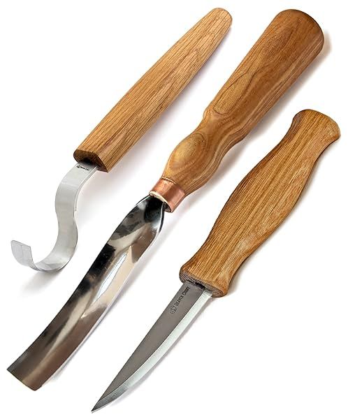 BeaverCraft Wood Carving Knives Kit Spoon Carving Tools S14 - Spoon Hook Knife Wood Carving Chisels Set Bowl Gouge - Whittling Knives Wood Whittling Kit for Beginners - Hobby Carving Knife Set