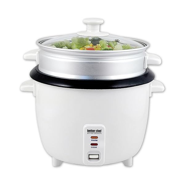 Better Chef 20-Cup Rice Cooker & Food Steamer - Non-Stick, Cool-Touch, Glass Lid, Paddle & Cup Included - Perfect for Easy Cooking!