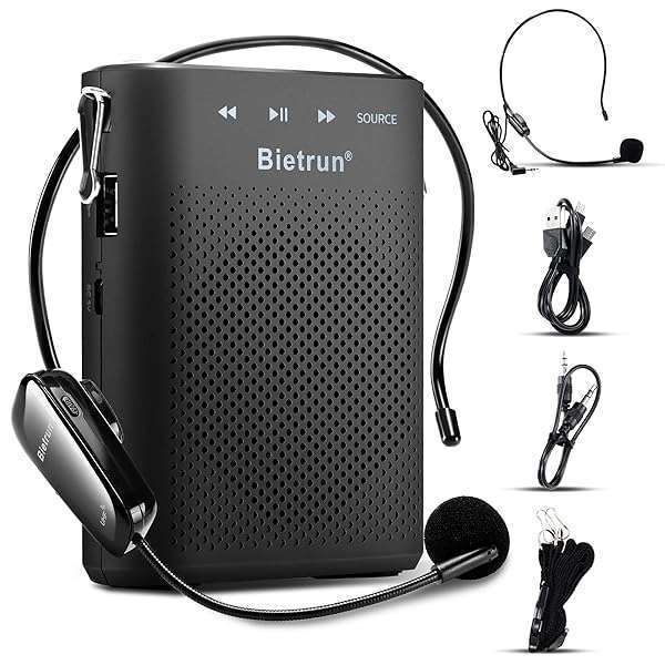 Portable Bietrun Voice Amplifier for Teachers: Bluetooth Rechargeable Megaphone with Headset Microphone for Coaching & Tours