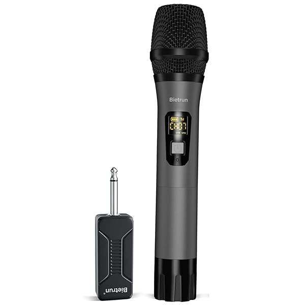 Bietrun UHF Wireless Microphone: Dynamic Handheld Mic with 160ft Range for Karaoke, Church & Amplifiers - Rechargeable & Versatile