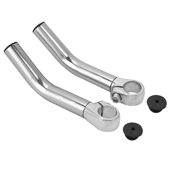 Aluminum Alloy Bike Handlebar Grips with Horns & End Plugs for 22.2mm Bars - Silver