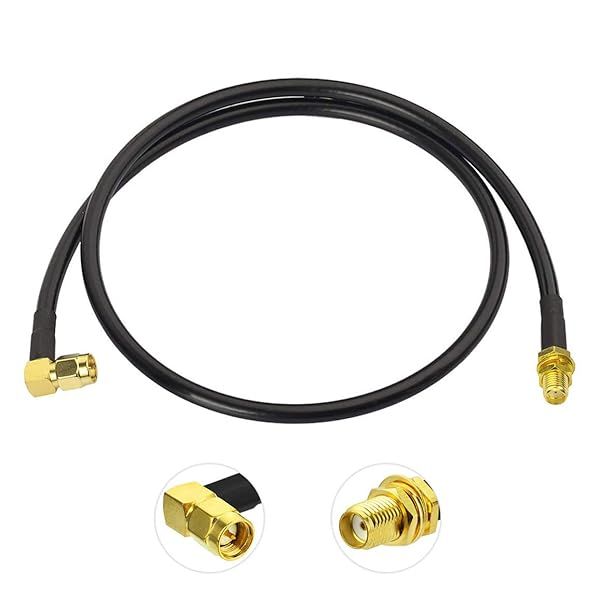 1m SMA Male Right Angle to Female RG58 Coaxial Cable for Ham Radio - Bingfu Antenna Extension for Kenwood, BaoFeng, Icom & More