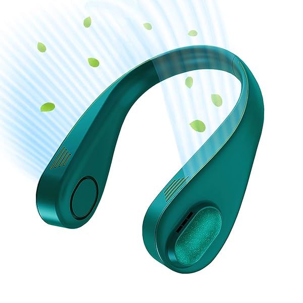 Bladeless Neck Fan - Hands-Free, Rechargeable 3000mAh Wearable USB Fan for Home, Office & Travel - 3 Speed Green Design