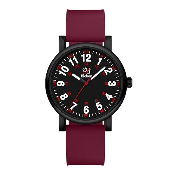Shop Blekon Original Nurse Watch: Easy Read Dial, Water Resistant, Medical Scrub Colors (Black/Maroon)