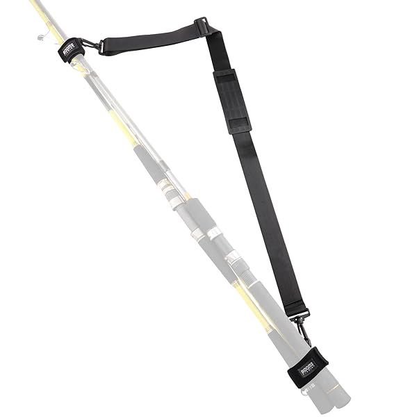 Booms Fishing RS4 Rod Carrier Strap Sling - Durable Black Shoulder Belt for Easy Transport