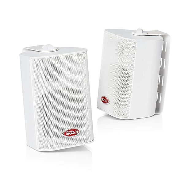 Boss Audio MR4.3W 200W 3-Way Marine 4-Inch Speakers - Enclosed White System for Superior Sound
