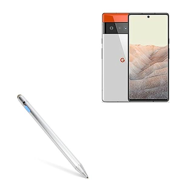 BoxWave AccuPoint Active Stylus for Google Pixel 6 Pro - Ultra Fine Tip, Metallic Silver