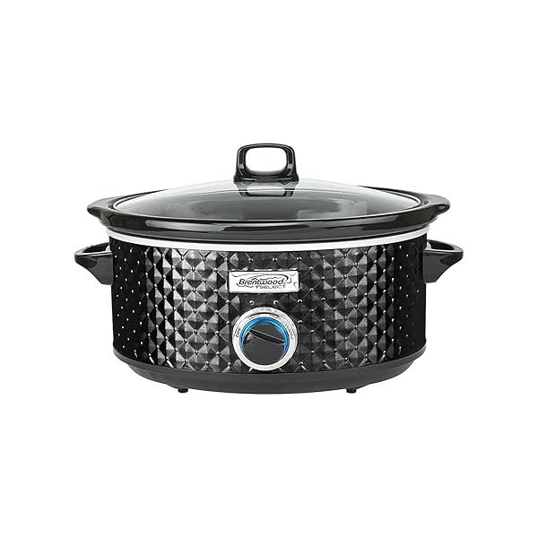 Brentwood SC136BK 3.5-Quart Slow Cooker: Stylish Black Diamond-Pattern Design for Effortless Cooking