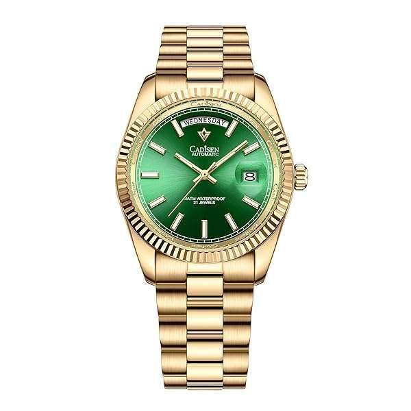CADISEN 8215 Green Automatic Men's Mechanical Watch - Waterproof Stainless Steel Business Timepiece