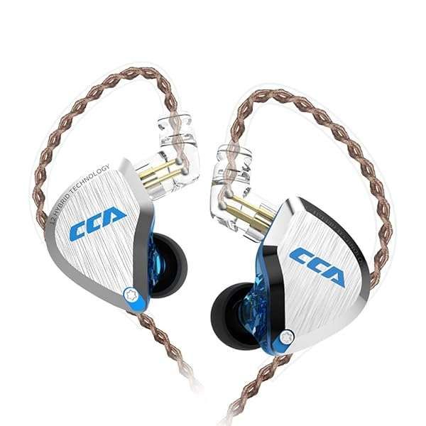 CCA C12 In-Ear Monitors: 5BA+1DD Hybrid HiFi Stereo Earbuds for Musicians & Audiophiles - Noise Isolating, Tangle-Free Cable